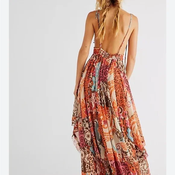 Free People XS NWT Bohemian Floral Maxi Dress - Picture 2 of 6